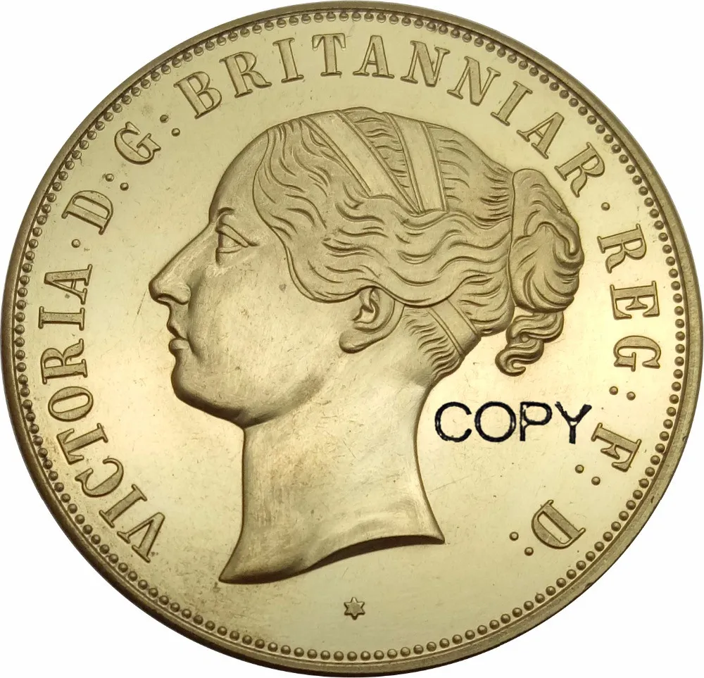 

Great Britain Enchanting Royal Portraiture in Victoria Gold Pattern Crown 1887 Brass Copy Coin Commemorative COINS