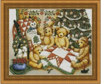 Вышивка крестиком Европейский мультяшный Ретро медведь семейный портрет