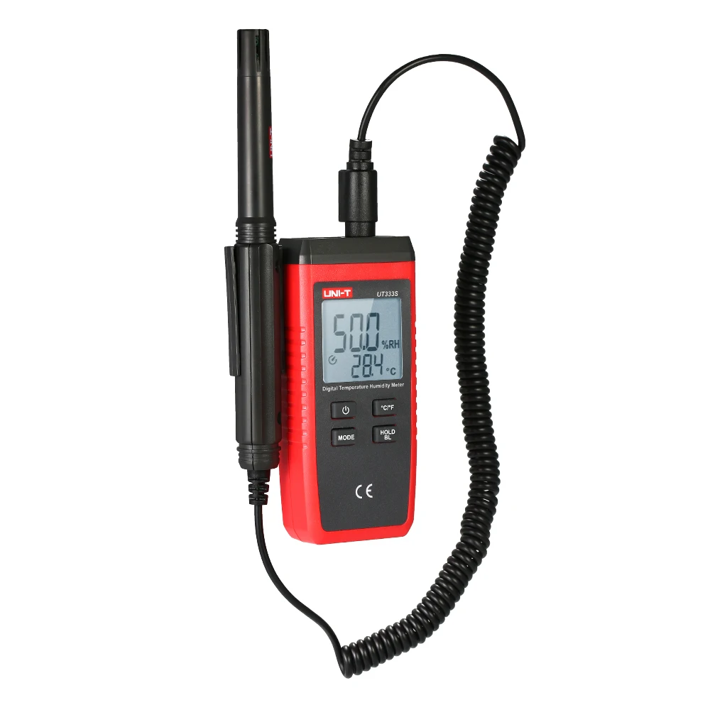 UNI-T UT333S Мини Измеритель температуры и влажности ЖК-цифровой термо-гигрометр Psychrometer тестер с блоком - Цвет: Красный