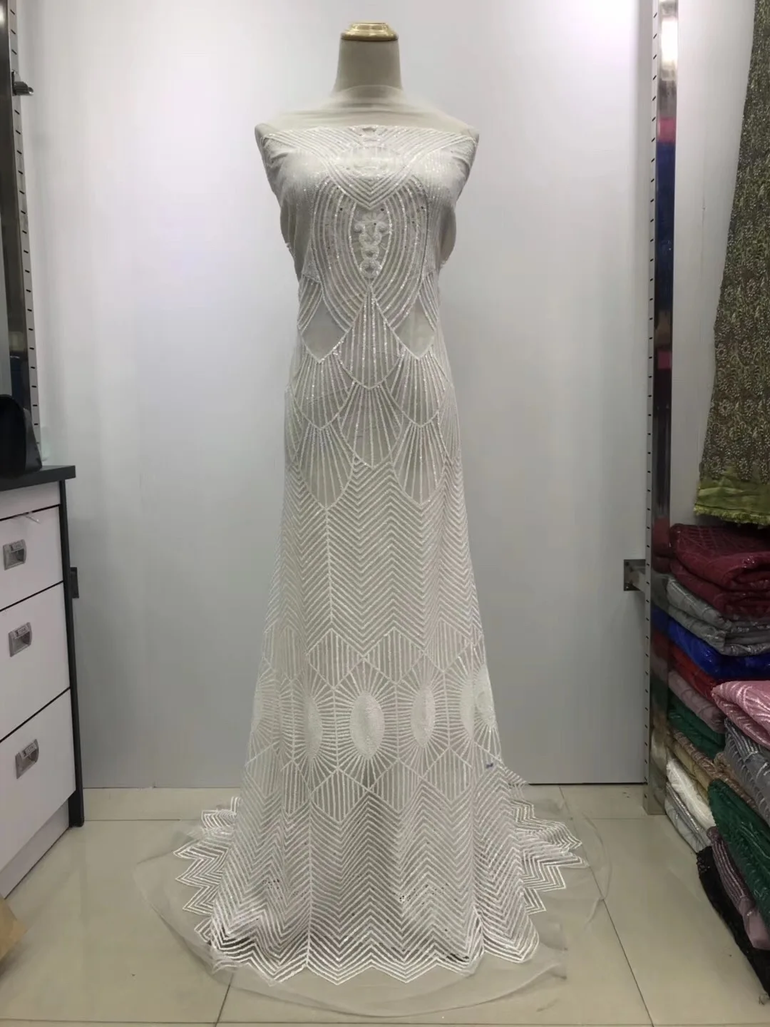 African Lace Fabric 2019 High Quality Sequin Embroidery Tulle 5yards For Bridal JL020 | Дом и сад