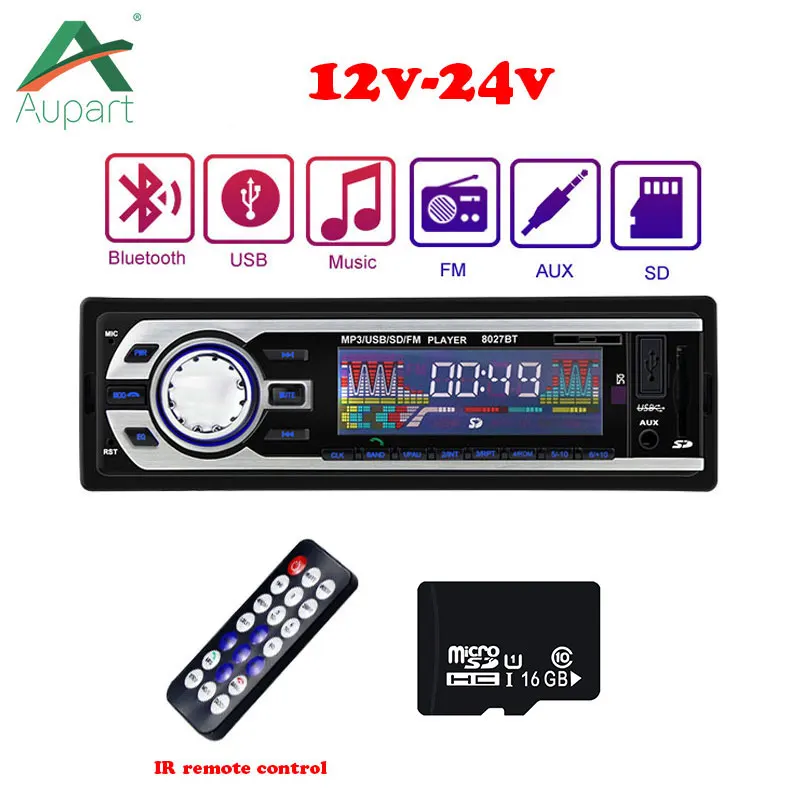 A Radio--12V-16G 1 Din радио Bluetooth автомобиля 12 V-24 V SD MP3 плеер в машине автомагнитолы Авто аудио стерео Карро автомобильное зарядное устройство с Зарядное устройство автомобильный радиоприемник - Цвет: A Radio--12V-16G