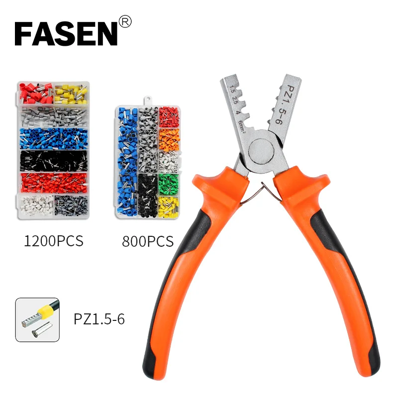 

1200pcs Cable Wire Tuber Terminal Connector with Hand Ferrule Crimper Plier Crimp Tool Ferrule Kit Set AWG 10-23