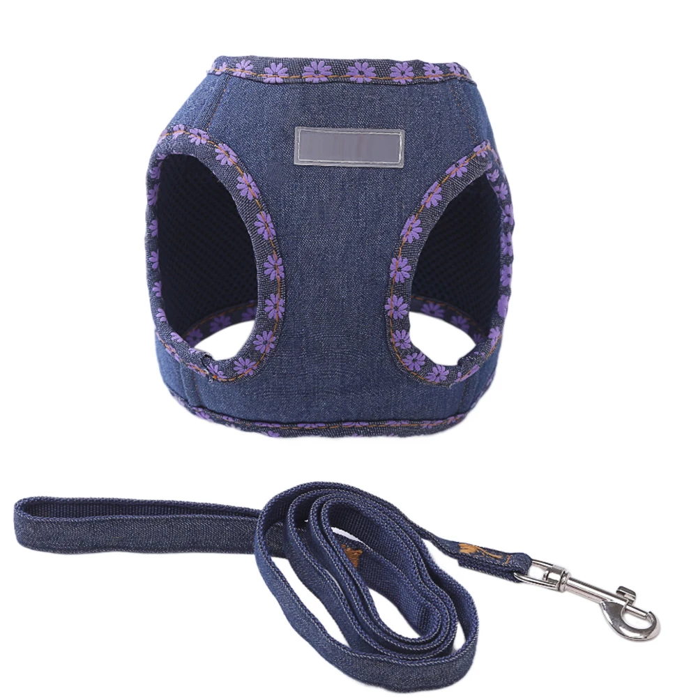 1 шт. Звездный цветок собака джинсовый ремень прогулочный жилет поводок ошейник