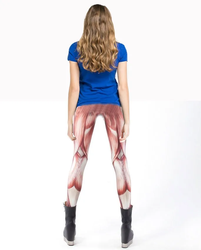 Модные женские леггинсы с принтом мышц пикантные колготки для девушек