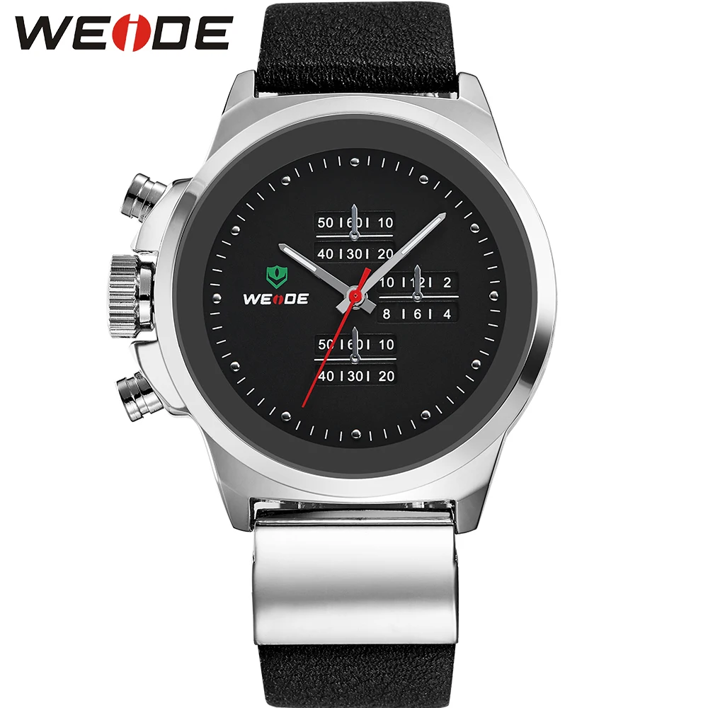 WEIDE Часы Для мужчин Элитный бренд Кварц часы кожа армии Военная Униформа Watch Sport