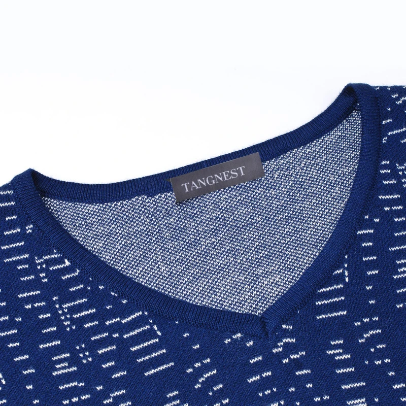 TANGNEST 2018 Новое поступление v образный вырез пэчворк крутой мужской свитер полная