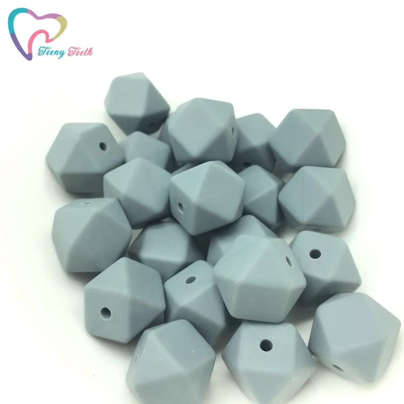 Dim Gray Teeny teeth 10 шт. 14 мм шестигранные Силиконовые бусы для прорезывания зубов детские DIY игрушечный детский душ подарок ожерелье соска цепь Силиконовые бусы - Цвет: Dim Gray
