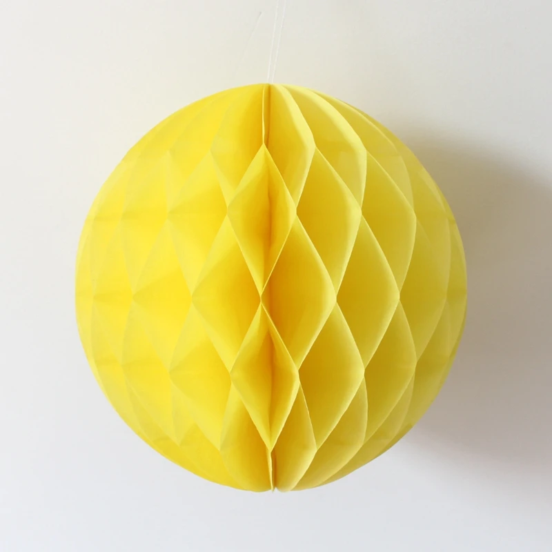yellow Красивый 10 дюймов 25 см медовый шар бумажный цветок DIY висячий бумажный шар для свадьбы, дня рождения, вечеринки, украшения для детского душа - Цвет: yellow