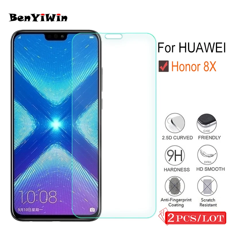 Закаленное стекло премиум класса для Huawei Honor 8X 2 шт. защита экрана прозрачная