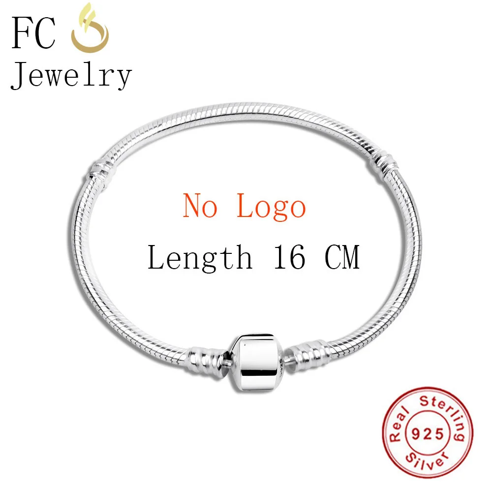 Length 16 cm FC ювелирные изделия 925 пробы серебряный браслет подходит Шарм бисера Подвеска цепочка-змейка для женщин Девушка Pulsera без логотипа бренда Berloque - Окраска металла: Length 16 cm