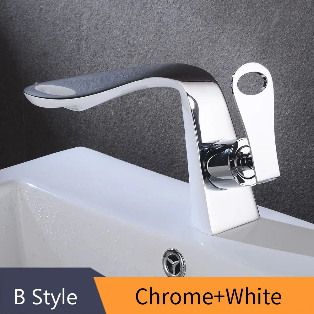 Chrome and White B Смеситель для раковины для ванной комнаты Torneira Para Banheiro, черный кран для раковины, кран на бортике Grifo Lavabo, смеситель для горячей и холодной воды, кран 855771 - Цвет: Chrome and White B