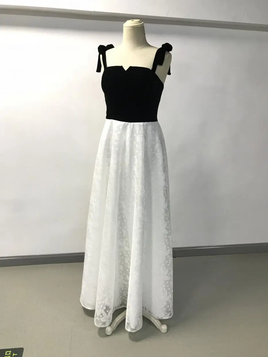 New White And Black Long Prom Dresses 2018 Sweetheart Bow Sash Floor Length Tulle Party Dress Evening Gowns | Свадьбы и торжества