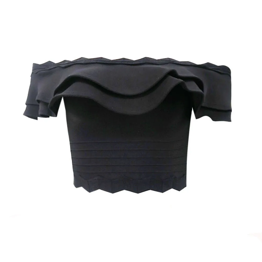 Новое поступление Bodycon Для женщин бандажный топ с вырезом лодочкой рябить жаккардовые знаменитости партия Crop Top