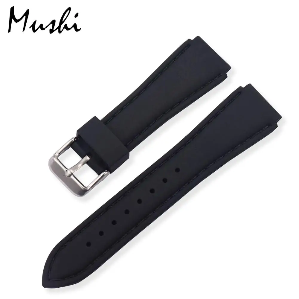 Black Silver Buckle MS силиконовый ремешок для часов черный дайвер ремешок для часов резиновый ремешок для часов с матовой застежкой из нержавеющей стали 20 мм 22 мм ремешок для часов - Цвет ремешка: Black Silver Buckle