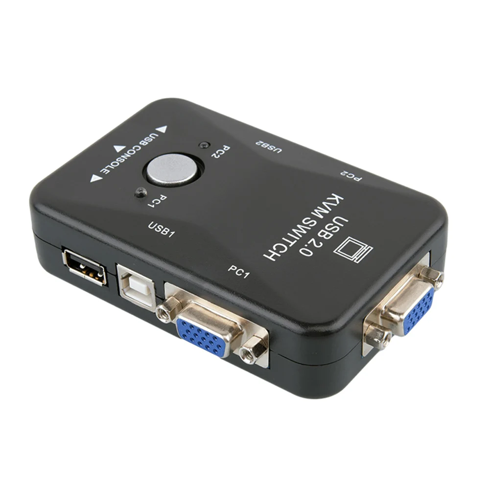 USB2.0 KVM видео 2 Порты и разъёмы распределительной коробки коммутатор для