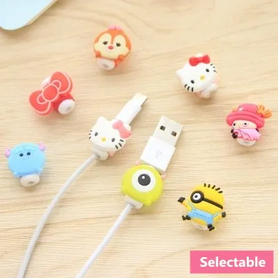 2 шт./лот защита кабеля USB для наушников с милым мультяшным рисунком зарядки