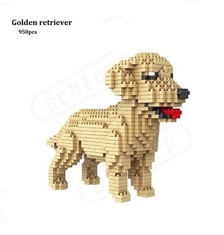 golden retriever Монтажные блоки модель животного игрушка-корги собака мини блок такса Алмазные Кирпичи Шнауцер детские подарки Рождественский подарок Pet Shop - Цвет: golden retriever