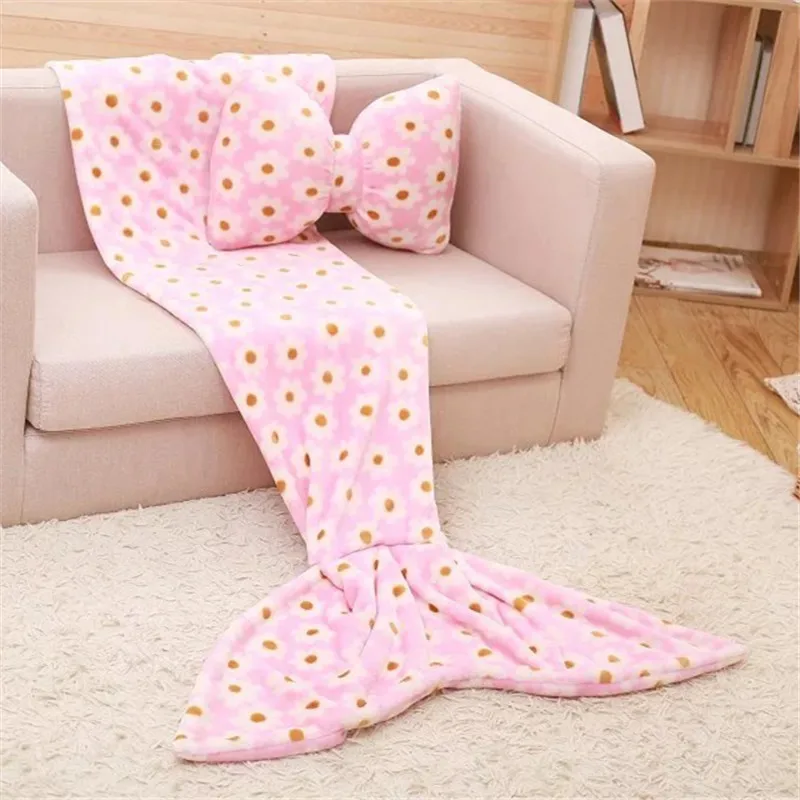 Модное одеяло Русалочки 70*130 см флисовое покрывало с рыбьим хвостом и ТВ начесом