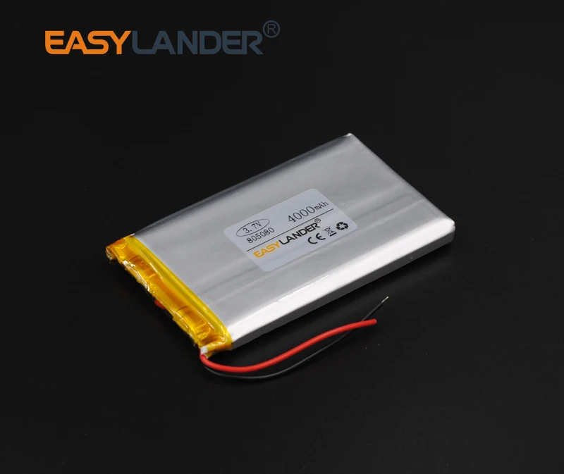 

50pcs/Lot 3.7V 4000mAh 805080 Rechargeable li Polymer Li-ion Battery For lectronic part DIY Speaker Flash lighting GPS 085080