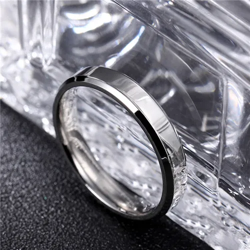 4MM Silver Титановый стальной Свадебный Кольца для женщин 4 мм/6 мм/8 мм обручальное кольцо золото/серебро/черный/мужское кольцо Bestfriends ювелирные изделия - Цвет основного камня: 4MM Silver
