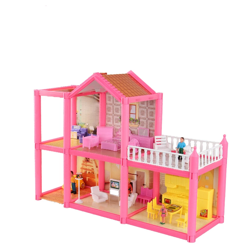 Бесплатная доставка DIY сборная вилла для кукол дом игрушки детей игровой домик