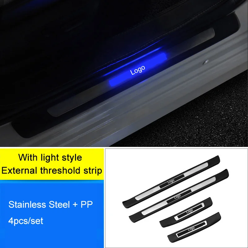 With LED Lamp Pedals QHCP из нержавеющей стали автомобильные поддерживающие педали Guard светодиодный внешний порог потертости плоская щетка Отделка стиль подходит для Toyota Camry - Цвет: With LED Lamp Pedals