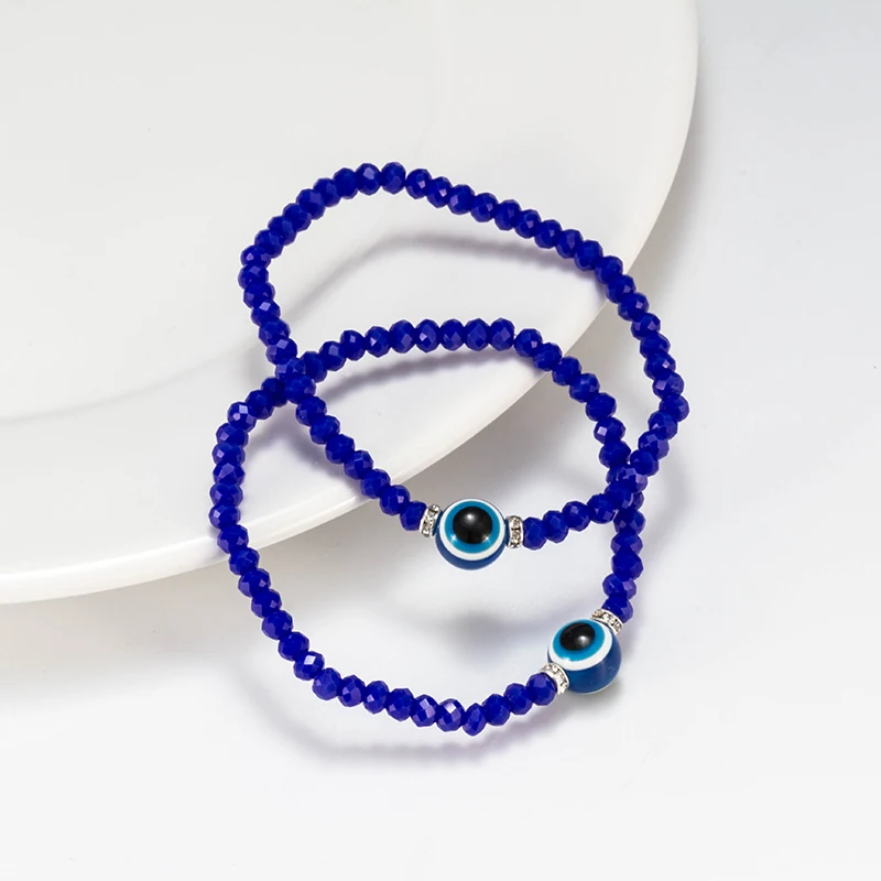 Браслет Lucky Eye с кристаллами и бусинами, голубой браслет от сглаза для женщин и мужчин, браслет, модное ювелирное изделие, регулируемый EY5332