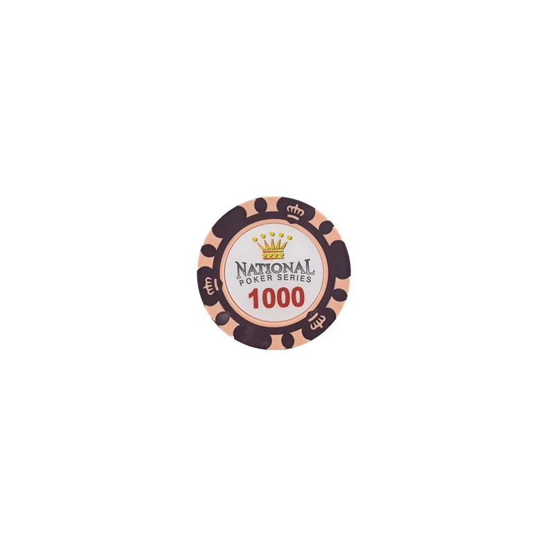 1000 face value Yernea 1 шт. 14 г фишки для покера Корона липкая глина монета Baccarat Texas Hold'em покерный набор для Короны игральные карты чипы 11 цветов - Цвет: 1000 face value