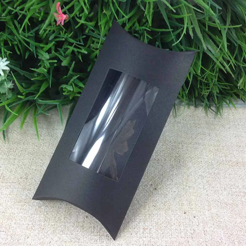 Feiluancustom Diy коричневый/черный/Белая Подушка упаковочные коробки с окошком Подарочная коробка с ожерельем вставить карту для подарка/продуктов/конфет шоу - Цвет: Черный