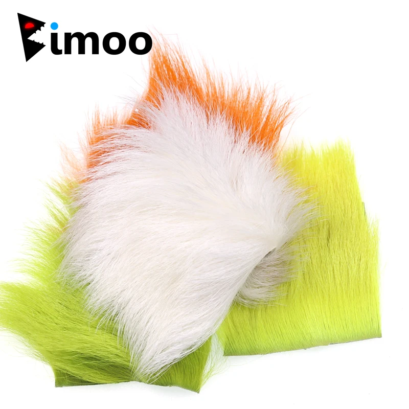 Bimoo 1 шт., меховая нашивка для завязывания мух, для парашюта, для мух, мини, с петлей, джиг, стрейчевая, меховая нашивка, Chartreuse, оранжевый, белый, желтый, 6*6 см