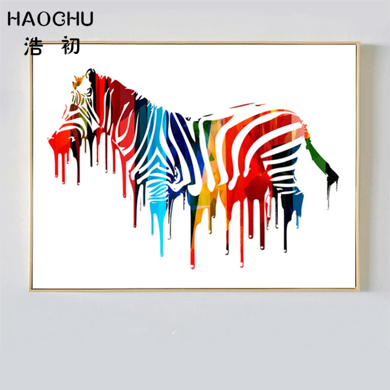 Абстрактные настенные плакаты от бренда haochu Красочные Зебра Животный поп арт