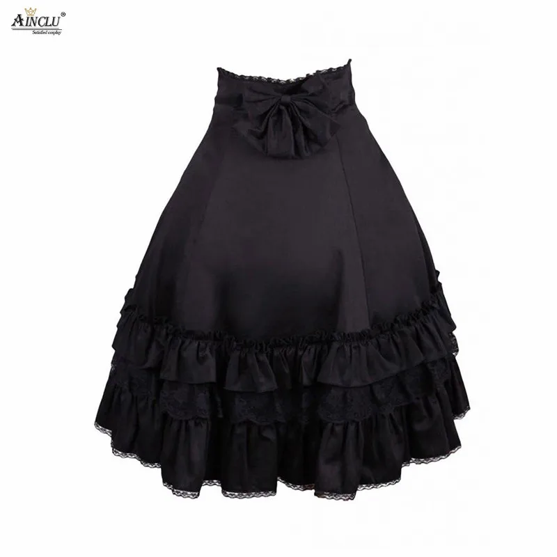 Ainclu XS XXL высокое качество Женская милая хлопковая черная готическая юбка с