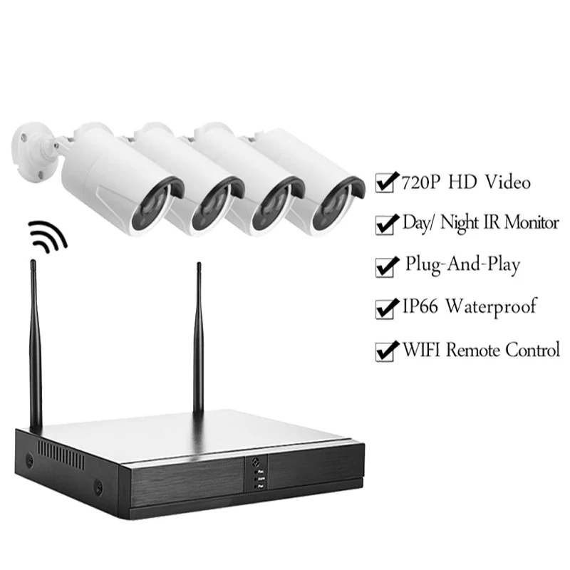 Wifi Wireless NVR Kits Security System IP waterproof Camera set 4CH CCTV Video Surveillance system | Безопасность и защита