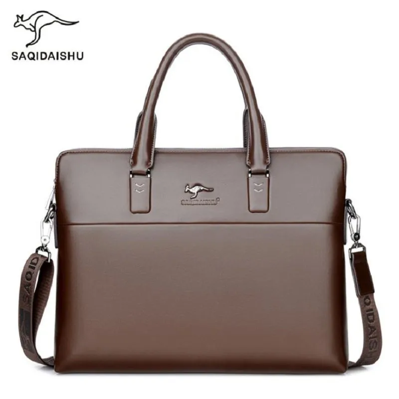 Men briefcases big business Bag a4 notebook Split Leather formal work bags Male Crossbody Messenger handbags