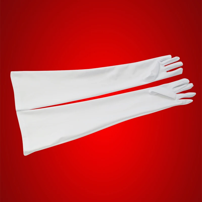Бесплатная доставка 2 пары эластичных перчаток из спандекса белые длинные
