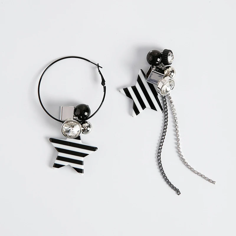Серьги кольца с пятиконечными звездами и кисточками|star hoop earrings|fashion earringshoop earrings |