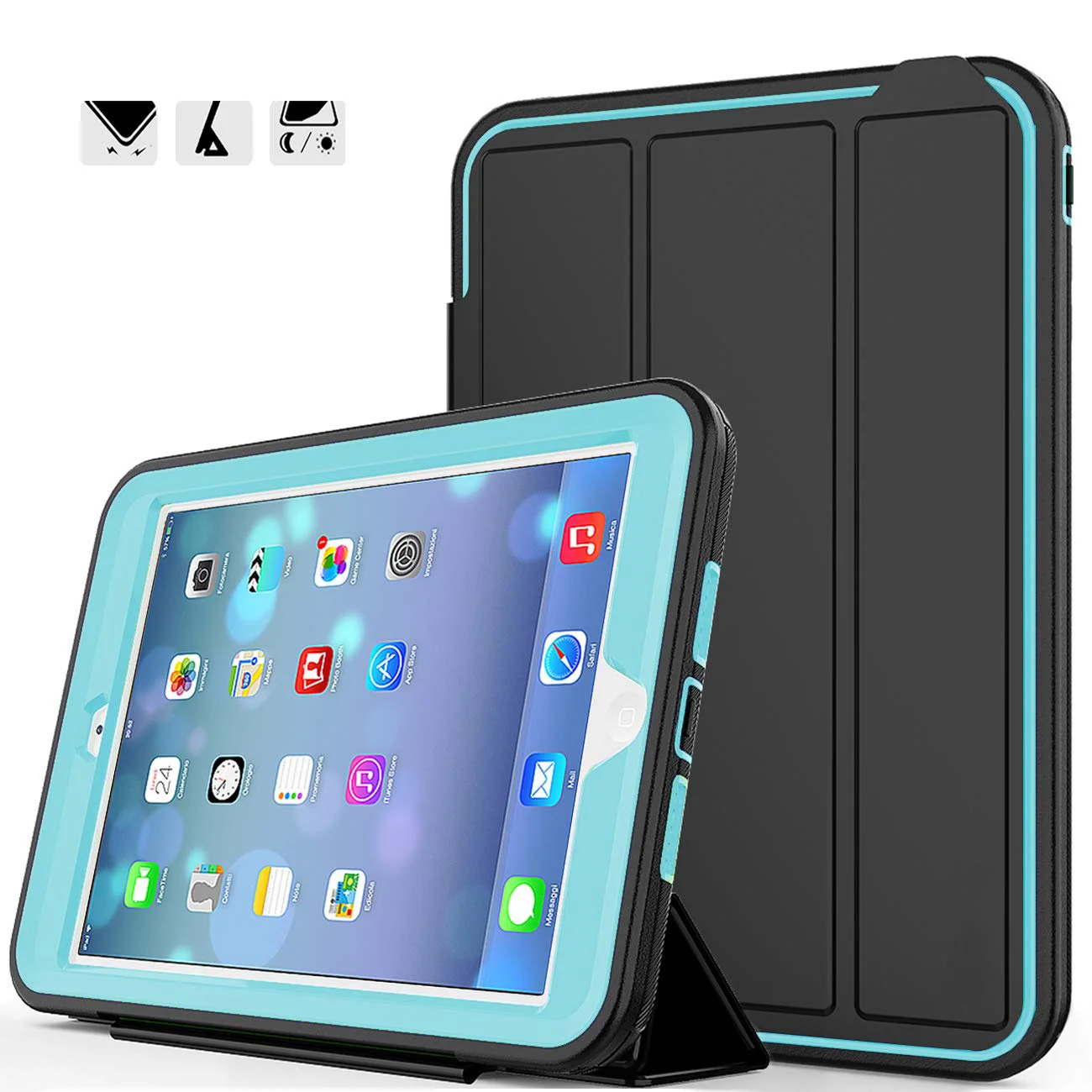 Для iPad Mini 4 Smart Cover Retina Kids Safe Armor противоударный сверхмощный ПК + силикон с магнитным