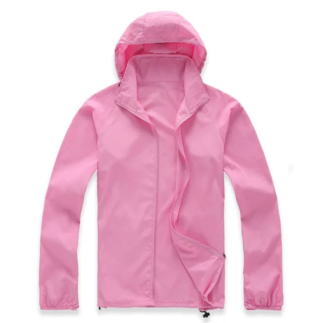 Pink Мужские Складные быстросохнущие походные куртки, летняя ветровка, водонепроницаемые ветрозащитные тонкие куртки с капюшоном для пеших прогулок - Цвет: Pink