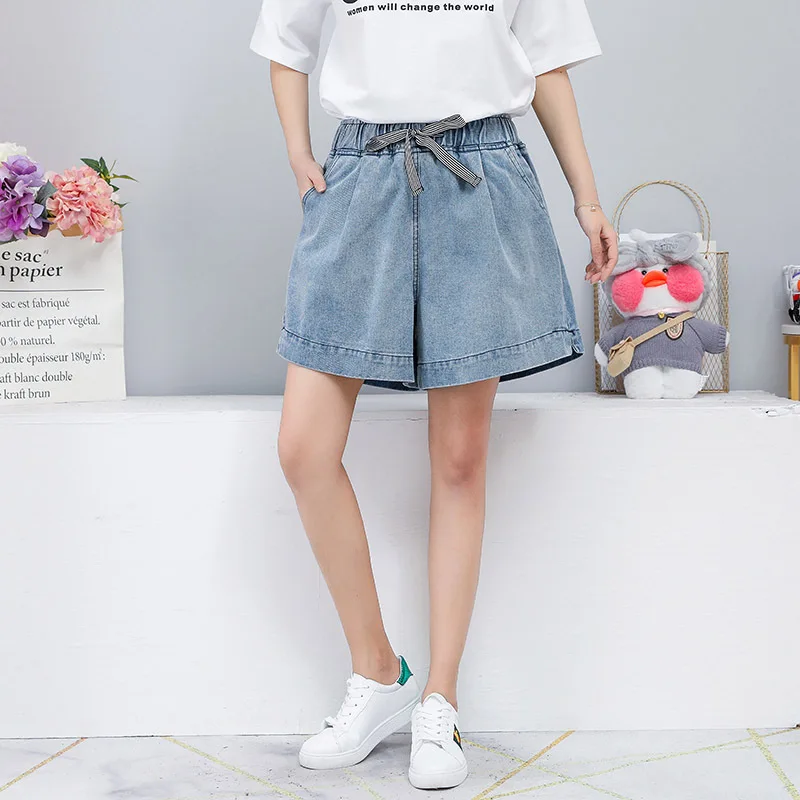 

2021 Summer New Arrival Korean High-waist Jeans Shorts Chic Loose A-shaped Broad-legged Women Short Denim Shorts Free Shipping