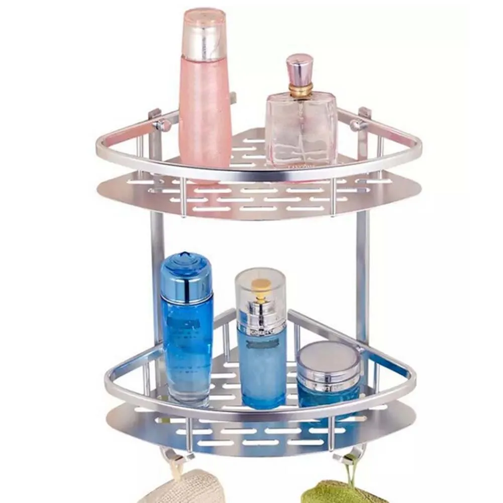 Двойной Слои треугольной душ полка угловая вешалка для ванной хранения