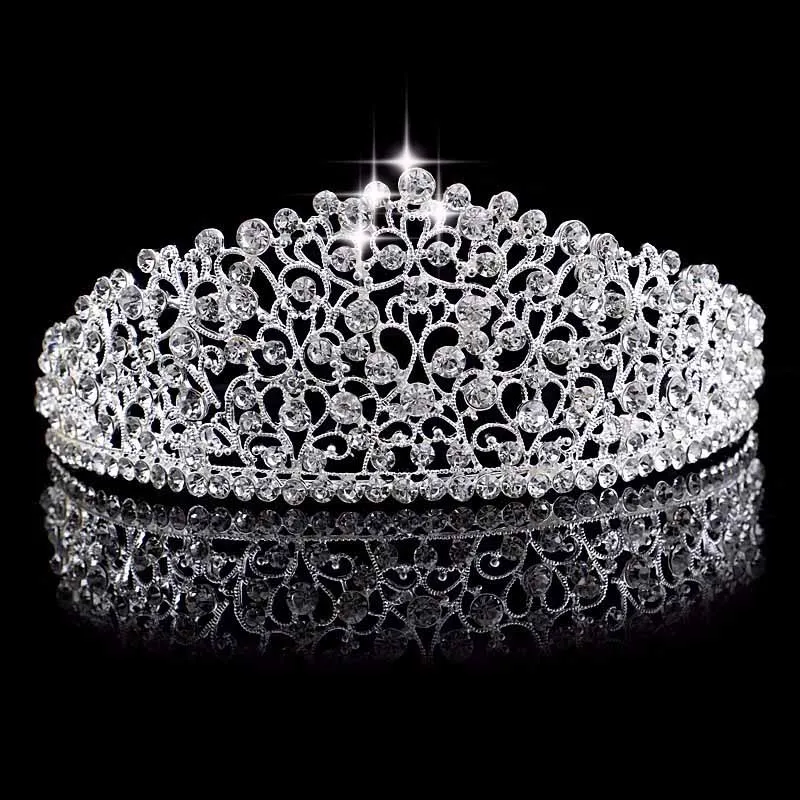 silver crown Винтаж барокко Роскошный AB Кристалл Свадебная Корона и диадема оголовье золото диадема, тиара для женщин Свадебные аксессуары для волос - Окраска металла: silver crown
