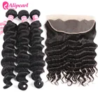 Пряди натуральных малазийских волос с жемчугом, крупными волнами, с фронтальной застежкой, 3 шт.