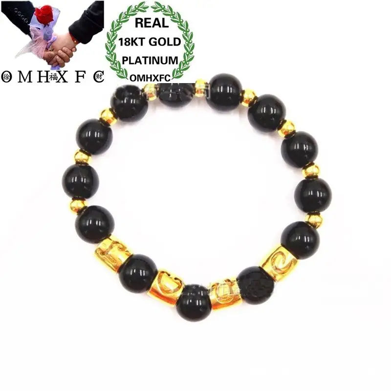 

OMHXFC Wholesale European Fashion Woman Man Unisex Party Birthday Wedding Gift LOVE Beads Agate 18KT Gold Bracelets BE217
