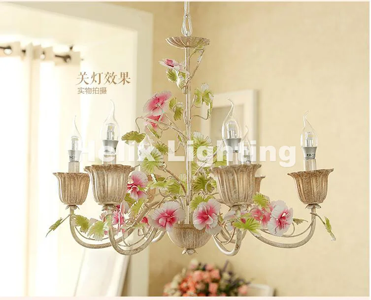 Бесплатная доставка Цветочная люстра в стиле арт деко 6 л и 60 см разноцветная