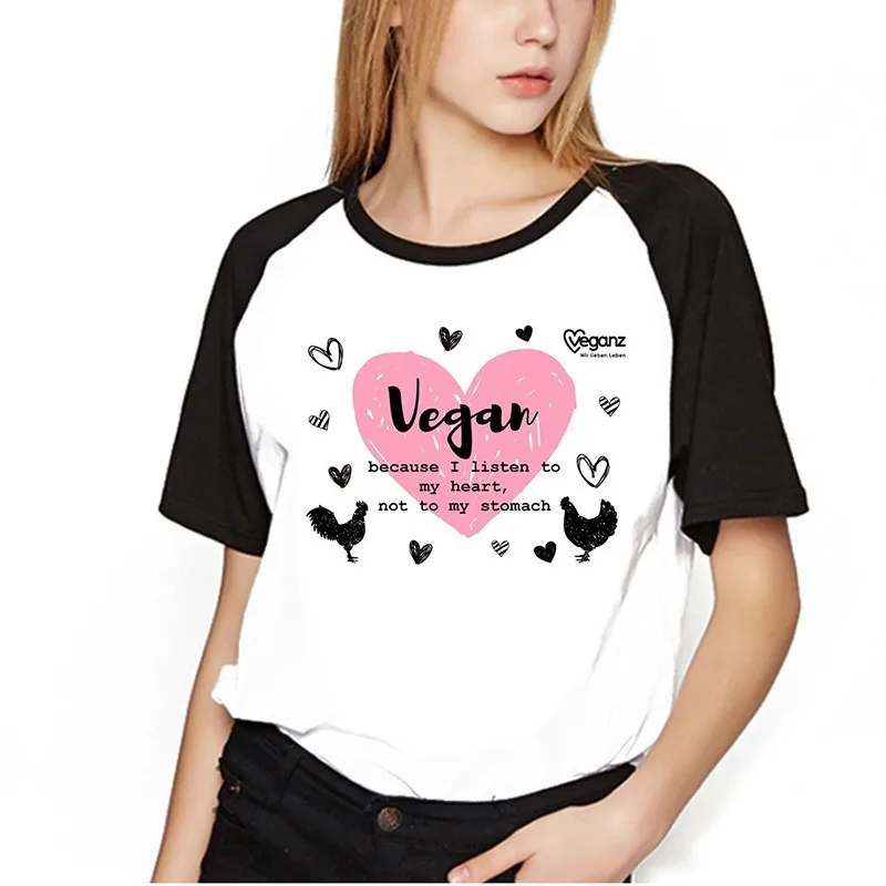 1527 Vegan Футболка смешно печатных Vegan рубашка Для женщин вегетарианские Kawaii Футболка женская Femme футболки Модная Футболка - Цвет: 1527
