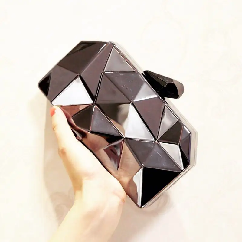 Серебристые мешочки золотая коробка клатч женские металлические клатчи