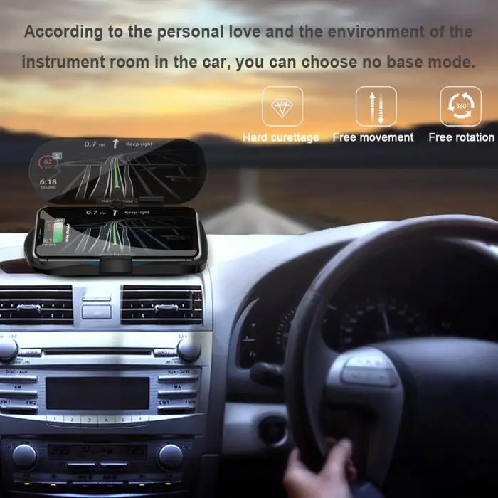 Новинка 1 шт. HUD Беспроводное зарядное устройство навигационный дисплей держатель Зарядка Регулируемая 180 градусов для автомобиля