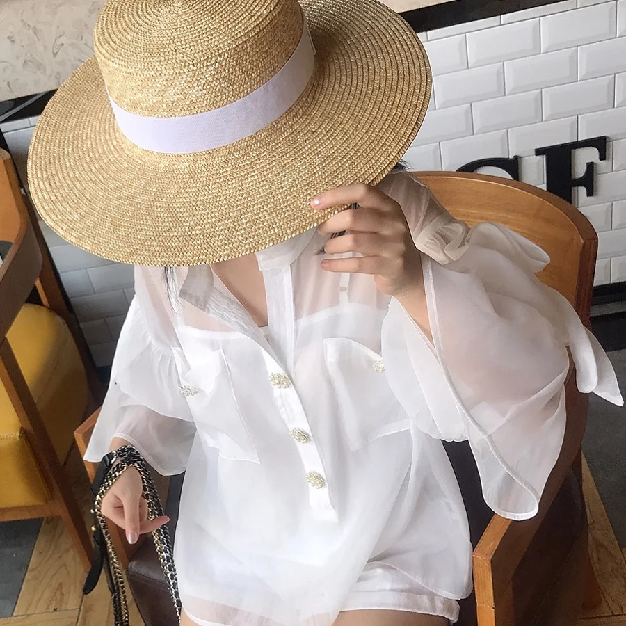CHICATWILL Summer Designer French style office lady white ruffles Blouses women elegant Flare Sleeves OL Tops |