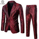 Винно-красный костюм Пейсли для ночного клуба (пиджак + брюки), мужские Модные однобортные костюмы 2018, мужские костюмы для сцены, вечеринки, свадьбы, смокинга, блейзер 3XL