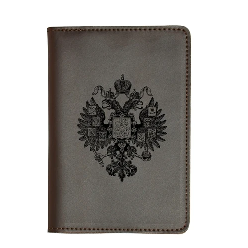 brown 1 Кожаный Органайзер для паспорта с гравировкой, дорожный кошелек, держатель для кредитных карт, двуглавый орел, русская Обложка для паспорта и кошелька - Цвет: brown 1